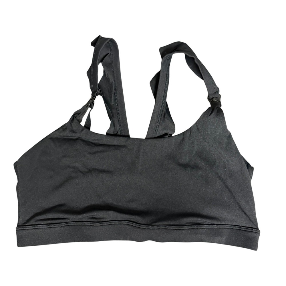 Sweat & Milk Black Ruffle Nursing Sports Bra Maternity Activewear Medium - Picture 4 of 10